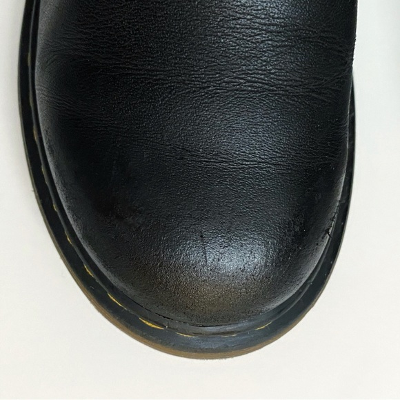 DR. MARTENS JUNIOR 2976 BLACK SOFTY T LEATHER CHELSEA ANKLE BOOTS stretchy side - Picture 7 of 11